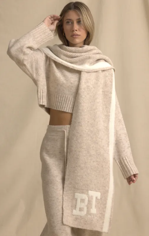 Oversized Knit Scarf in Cream Marl sold by Oh Polly