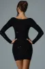 Embellished Sweetheart-Neck Mini Dress in Black sold by Oh Polly