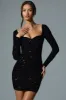 Embellished Sweetheart-Neck Mini Dress in Black sold by Oh Polly