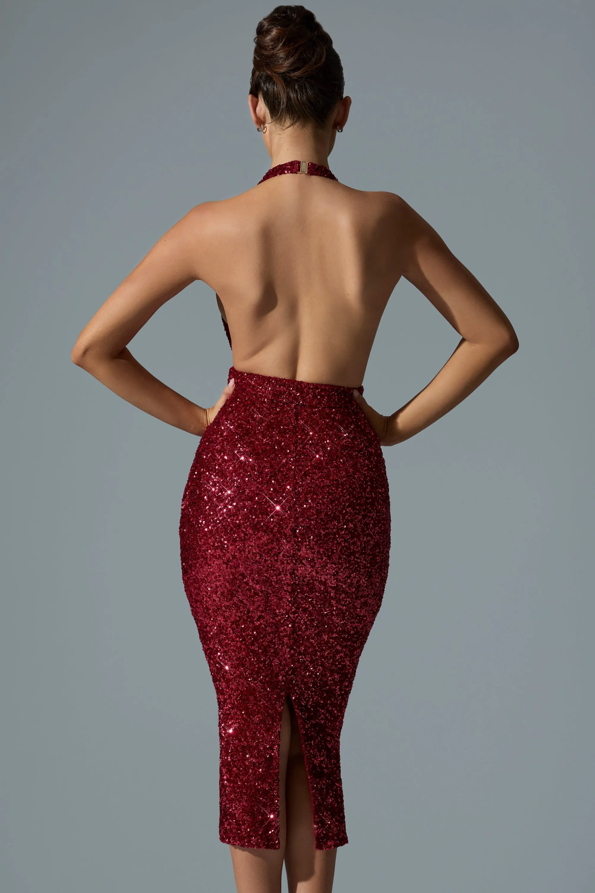 Embellished Cut-Out Open-Back Midaxi Dress in Red sold by Oh Polly product image thumbnail 2