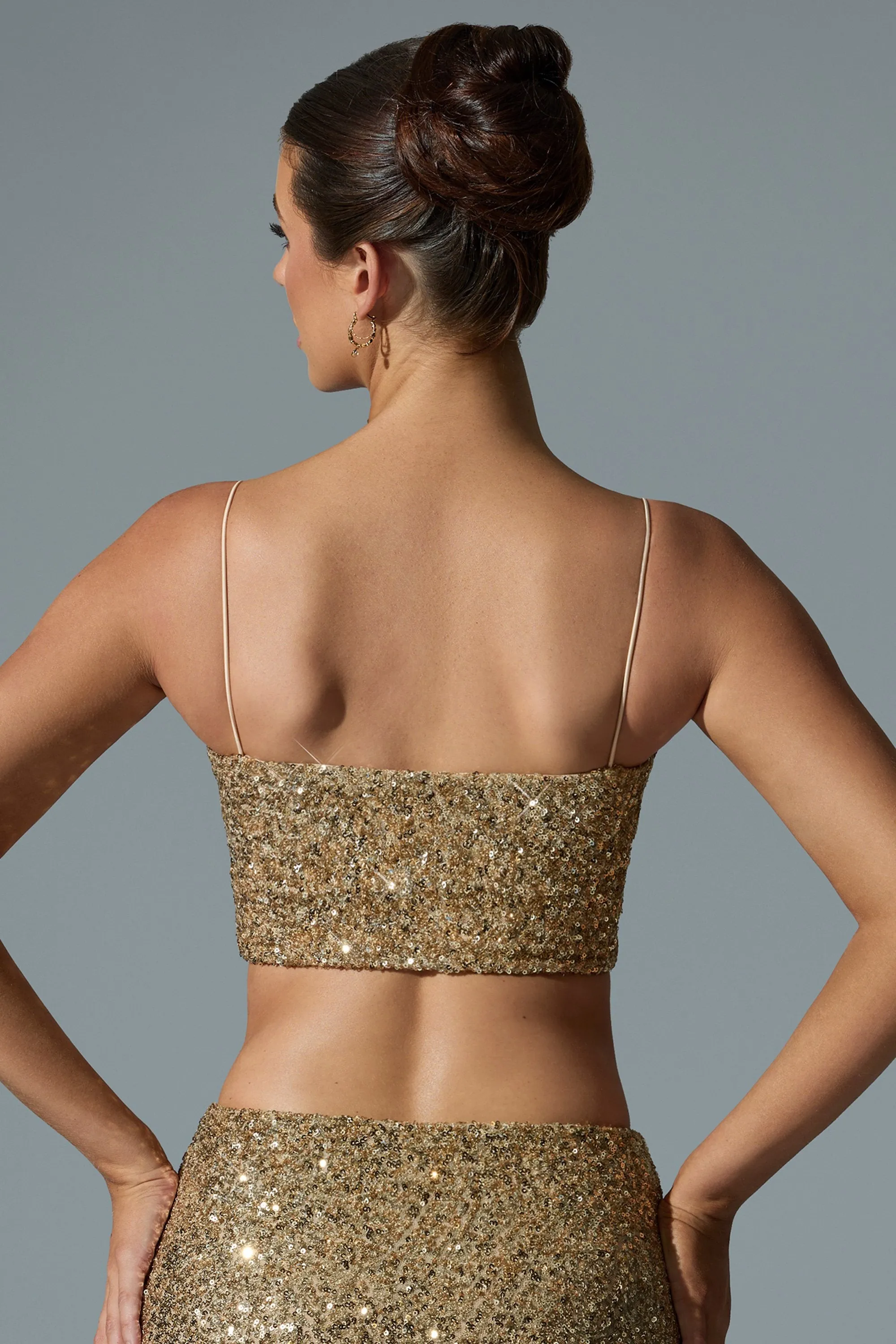 Embellished Cut-Out Crop Top in Gold sold by Oh Polly product image thumbnail 2