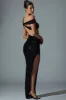 Embellished Asymmetric Cut-Out Gown in Black sold by Oh Polly