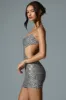 Embellished Cut-Out Mini Dress in Silver sold by Oh Polly