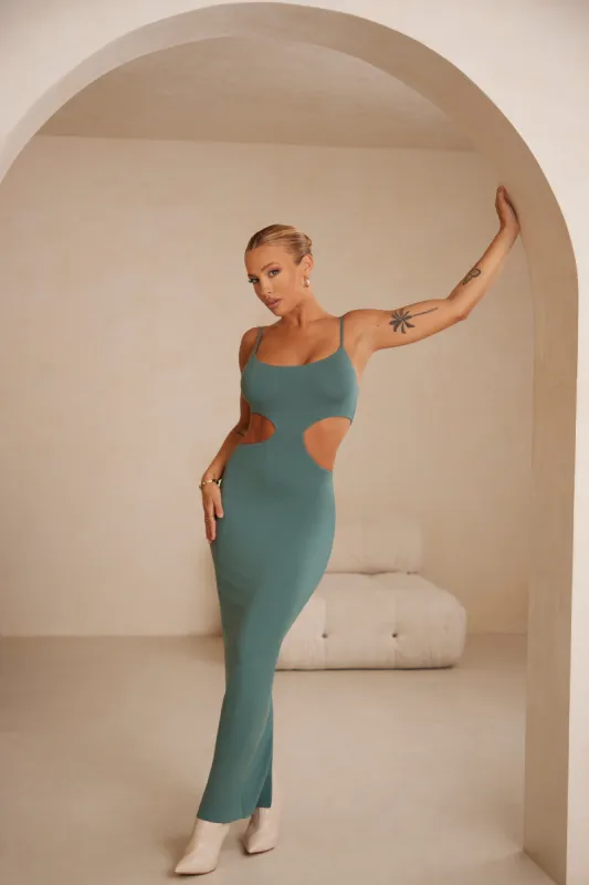 Cut Out Maxi Dress in Teal sold by Oh Polly