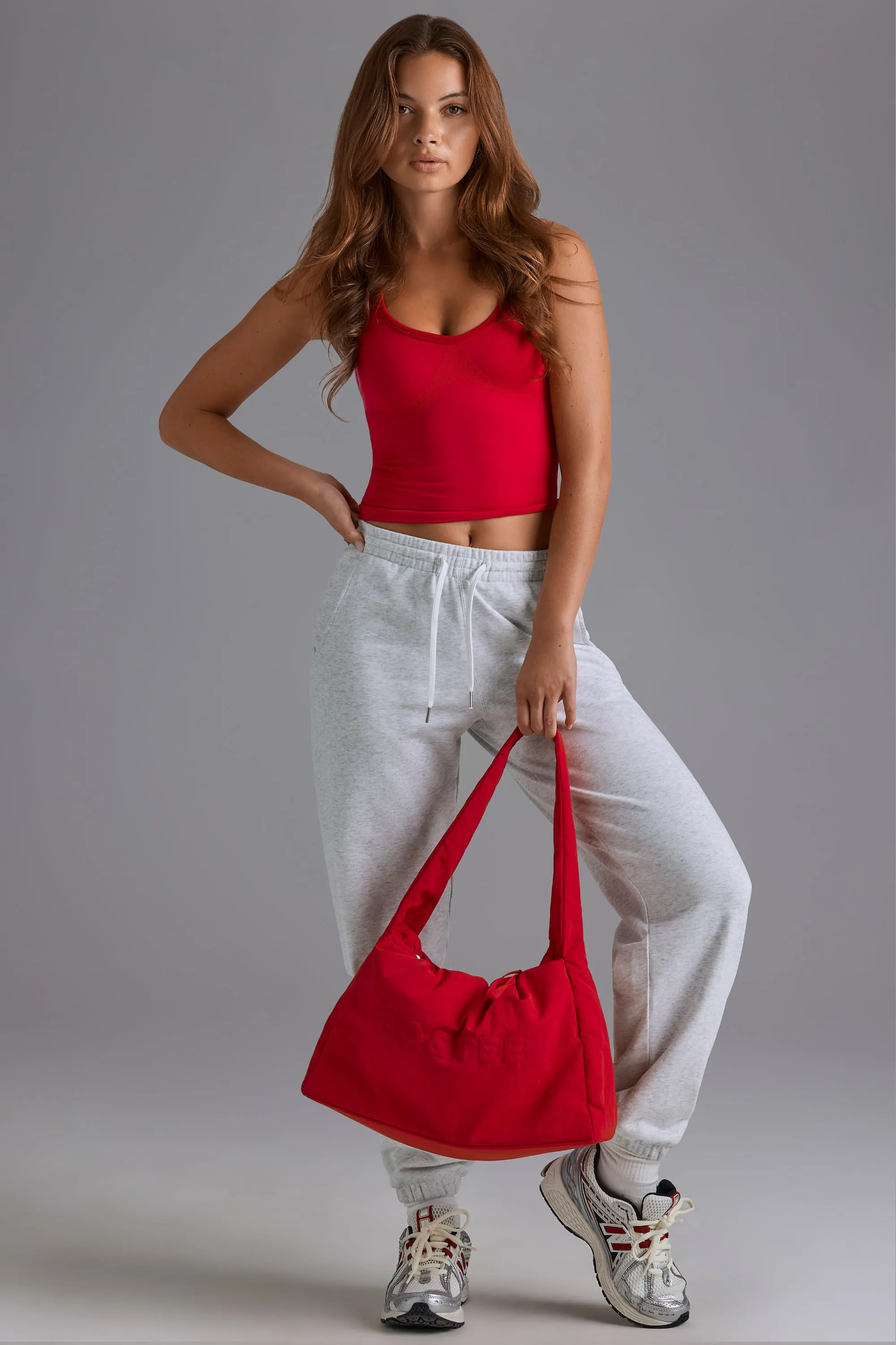 Drawstring Puffer Tote Bag in Cherry Red sold by Oh Polly