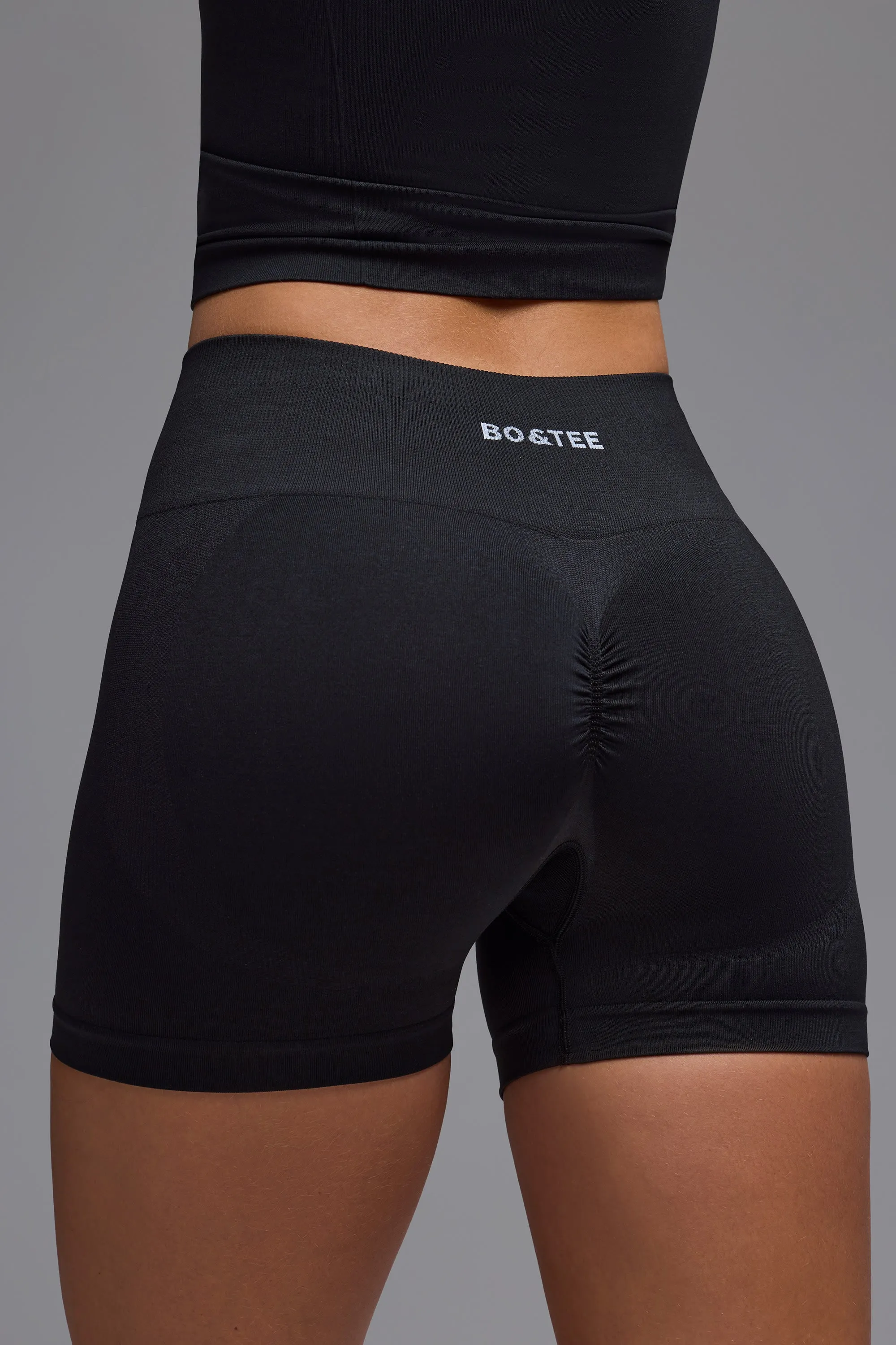 Define Luxe High-Waist Mini Shorts in Black sold by Oh Polly product image thumbnail 4