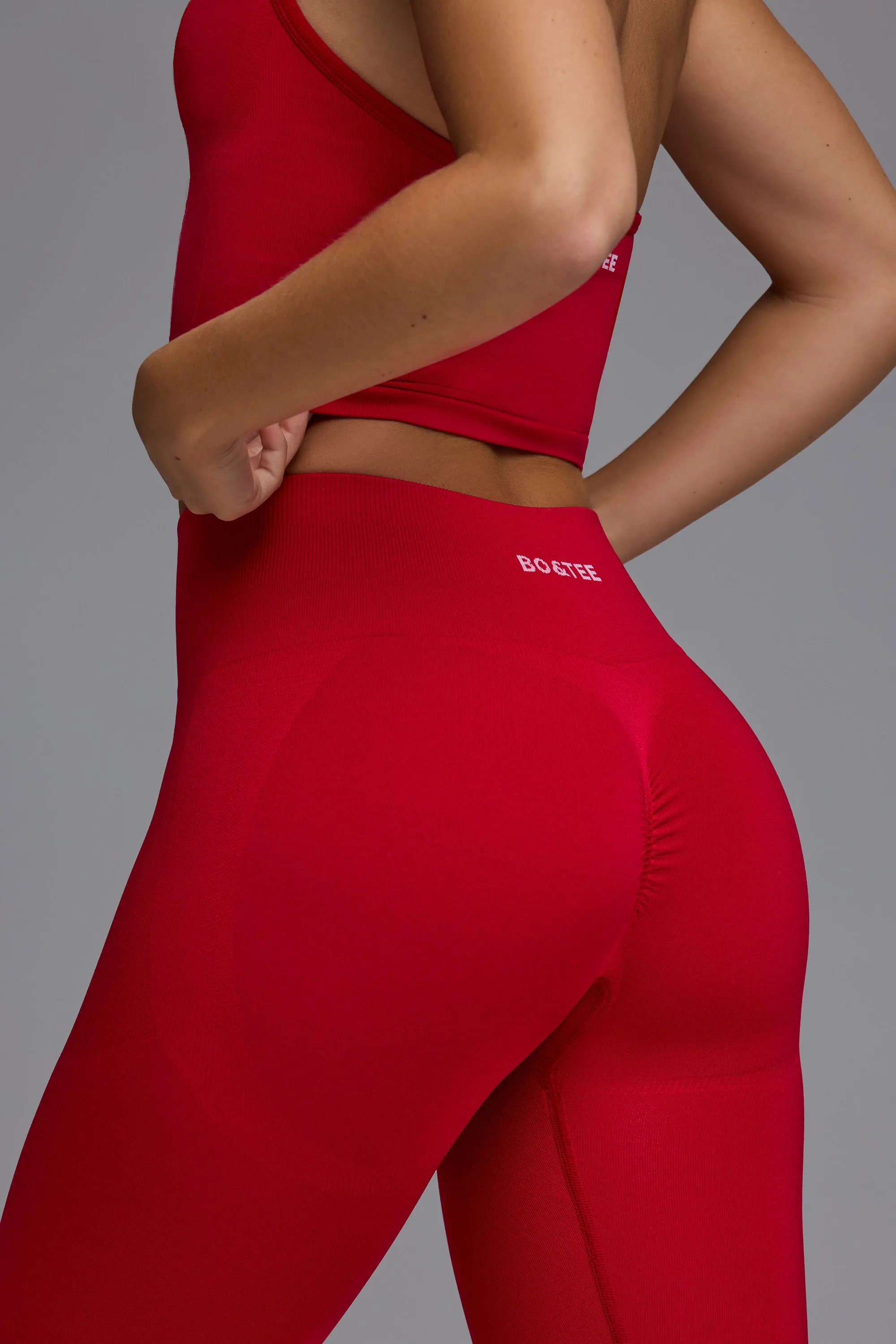 Petite Define Luxe High-Waist Leggings in Cherry Red sold by Oh Polly product image thumbnail 4