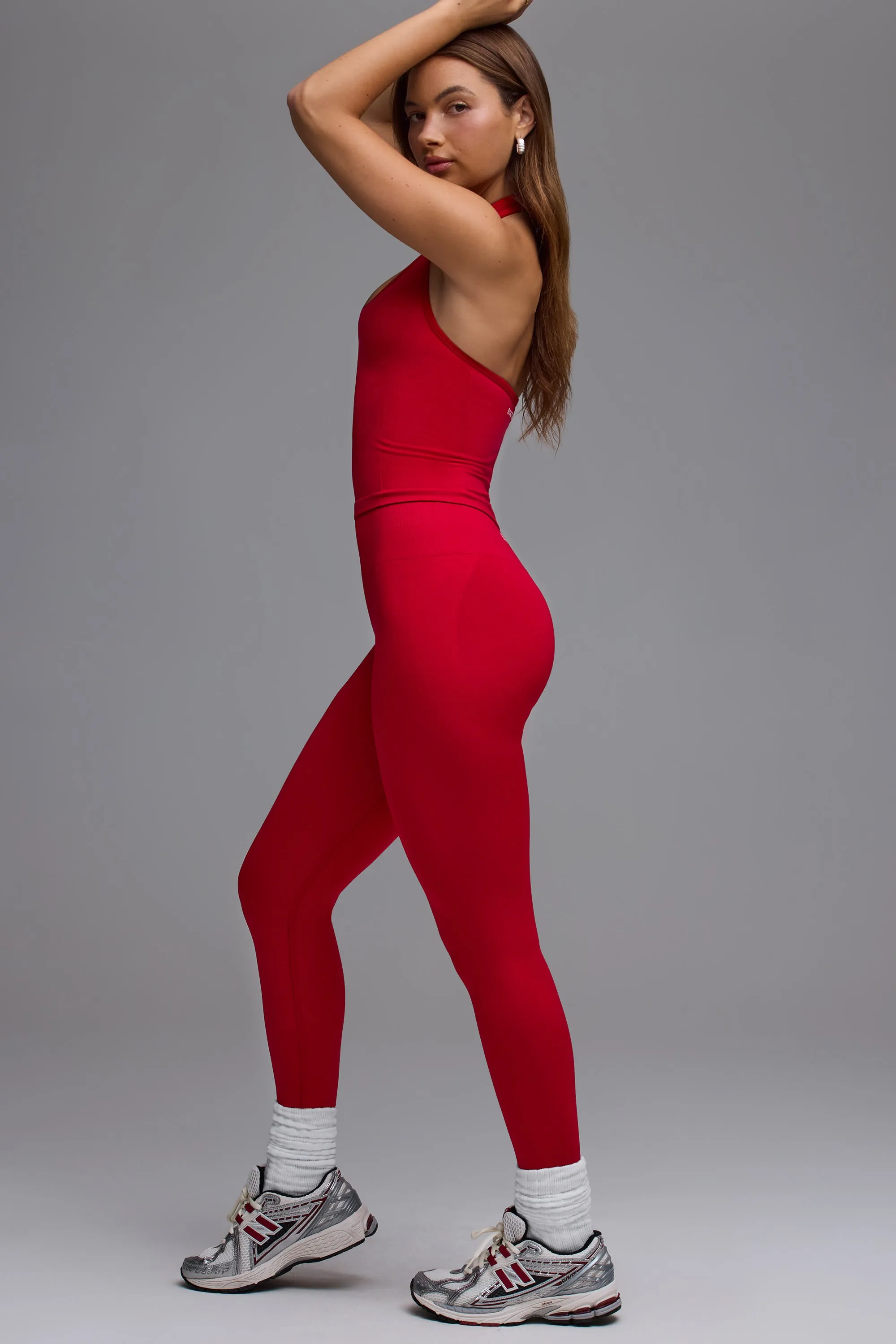Petite Define Luxe High-Waist Leggings in Cherry Red sold by Oh Polly product image thumbnail 3