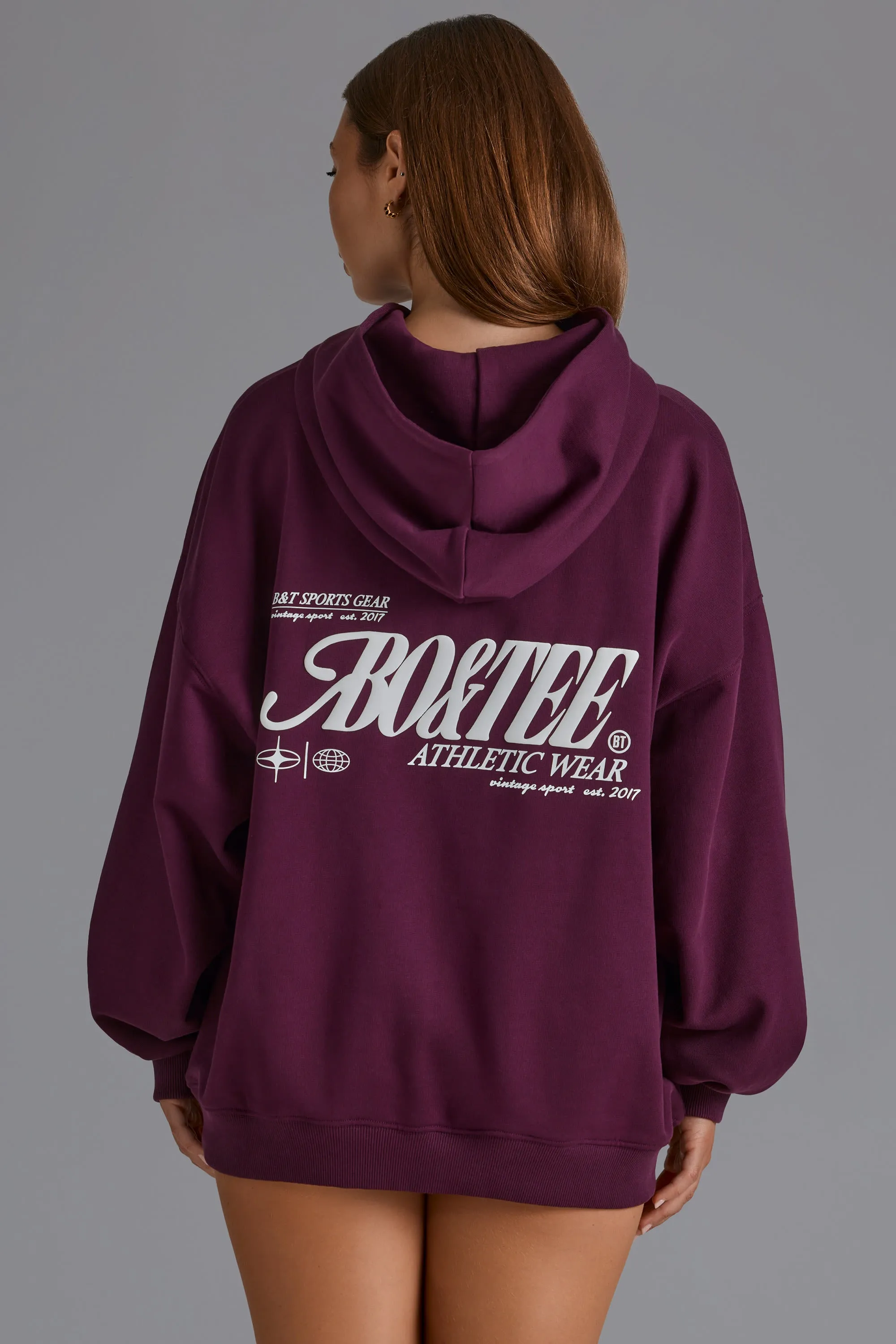 Cotton Fleece Appliqué Oversized Hoodie in Grape sold by Oh Polly product image thumbnail 2