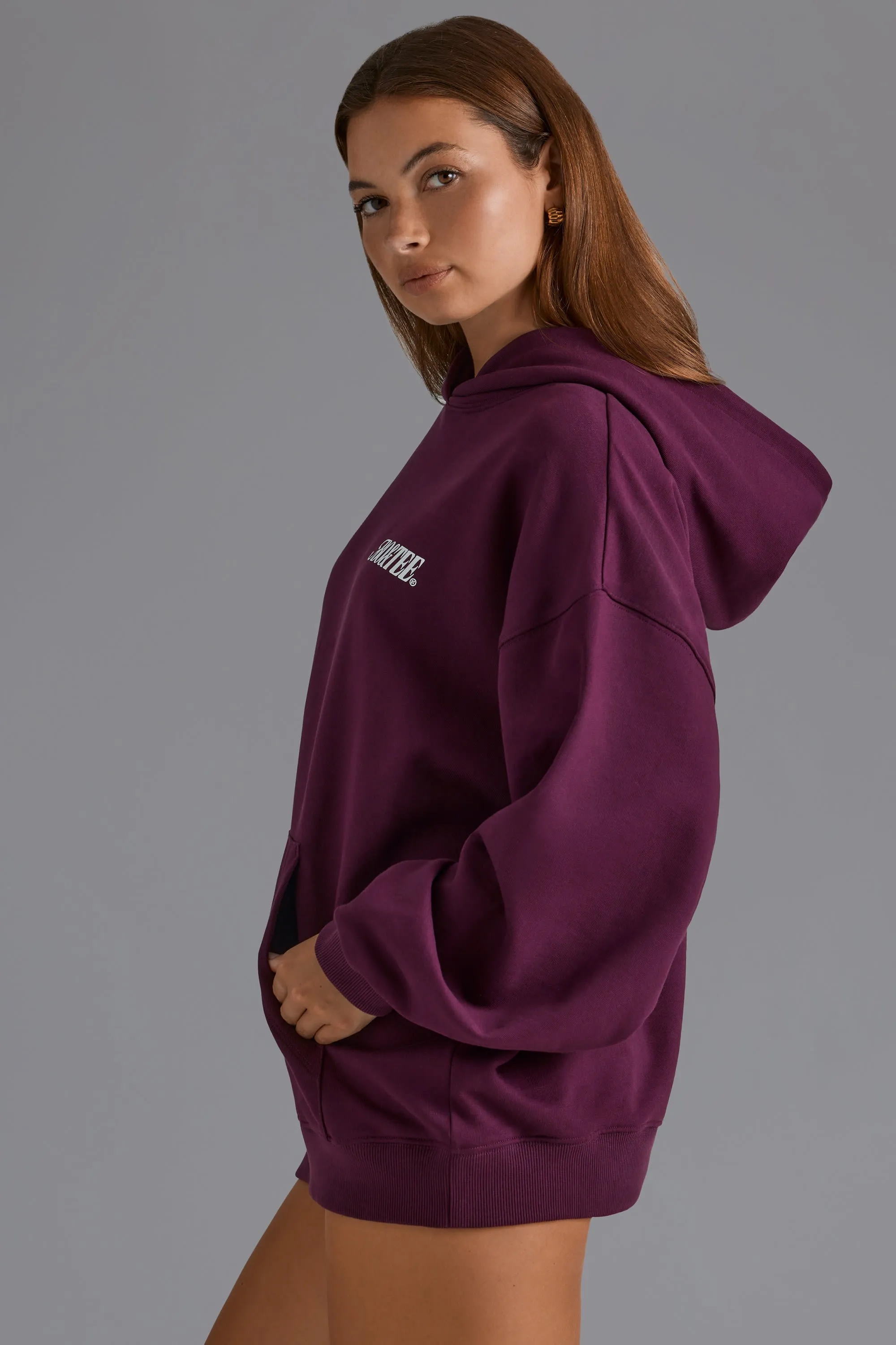 Cotton Fleece Appliqué Oversized Hoodie in Grape sold by Oh Polly product image thumbnail 3