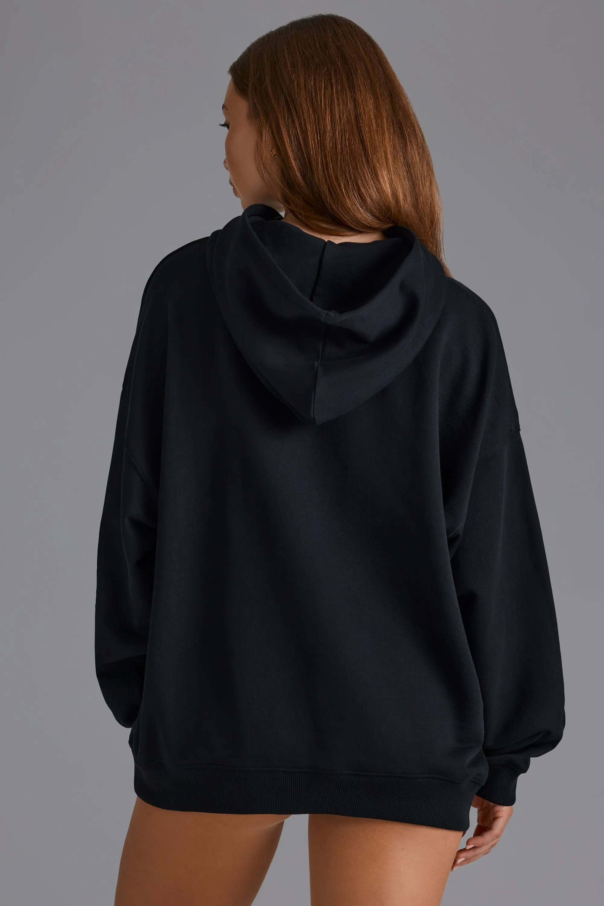 Cotton Fleece Appliqué Oversized Hoodie in Black sold by Oh Polly product image thumbnail 2