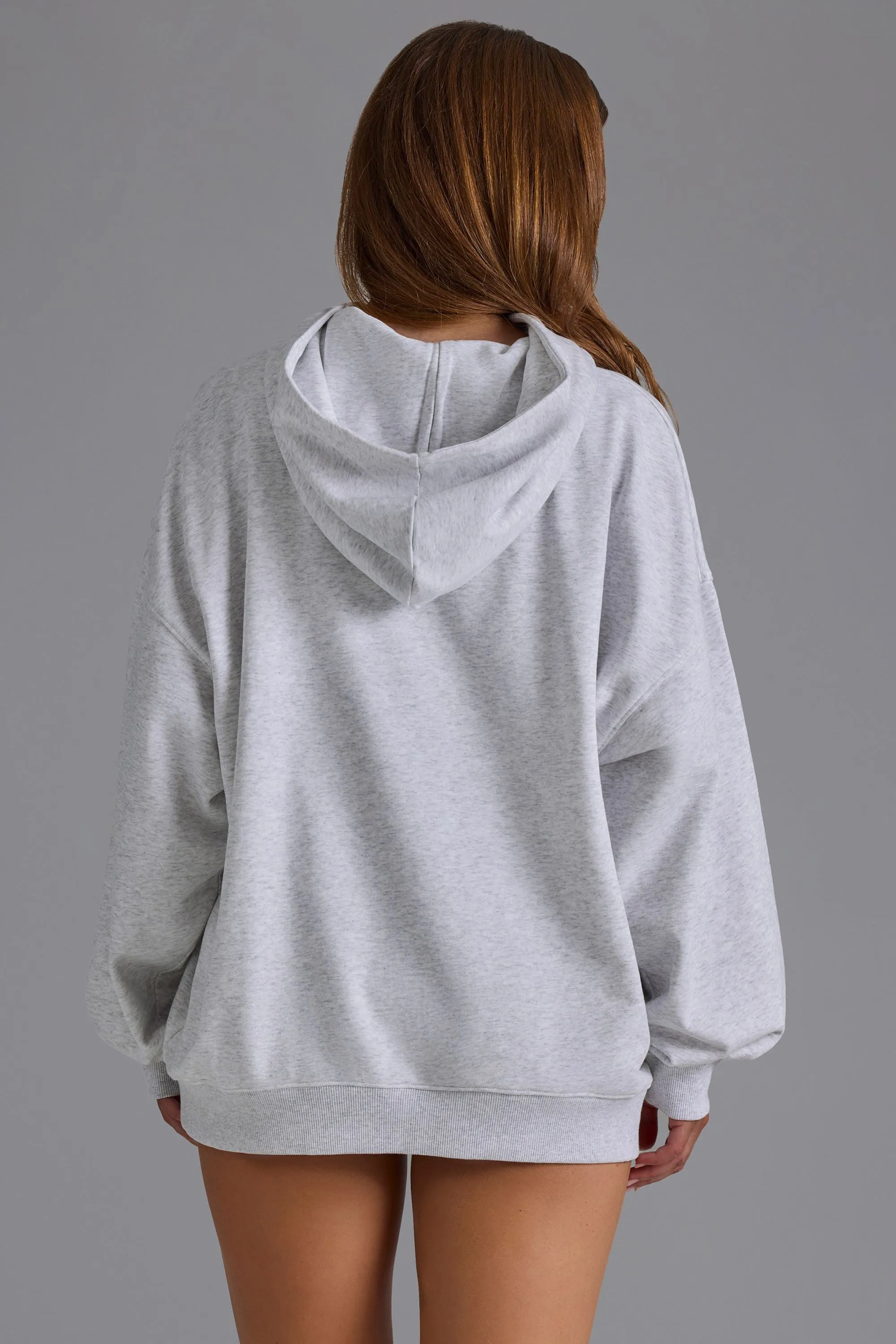 Cotton Fleece Appliqué Oversized Hoodie in Grey Marl sold by Oh Polly product image thumbnail 2