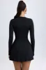 Modal Asymmetric A-Line Mini Dress in Black sold by Oh Polly