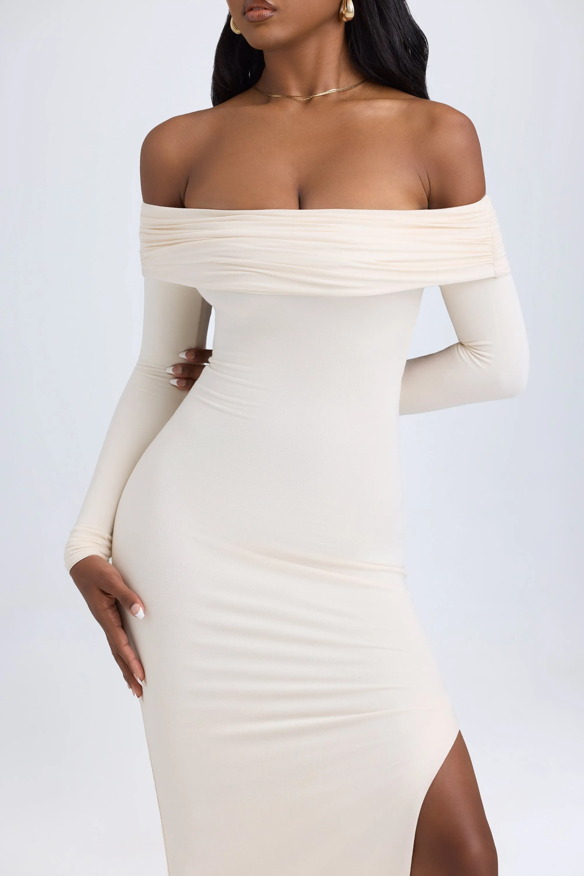 Modal Off-Shoulder Open-Back Maxi Dress in Ivory sold by Oh Polly product image thumbnail 5