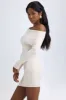 Modal Off-Shoulder Ruched Mini Dress in Ivory sold by Oh Polly