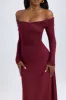 Modal Off-Shoulder Ruched Midaxi Dress in Wine Red sold by Oh Polly