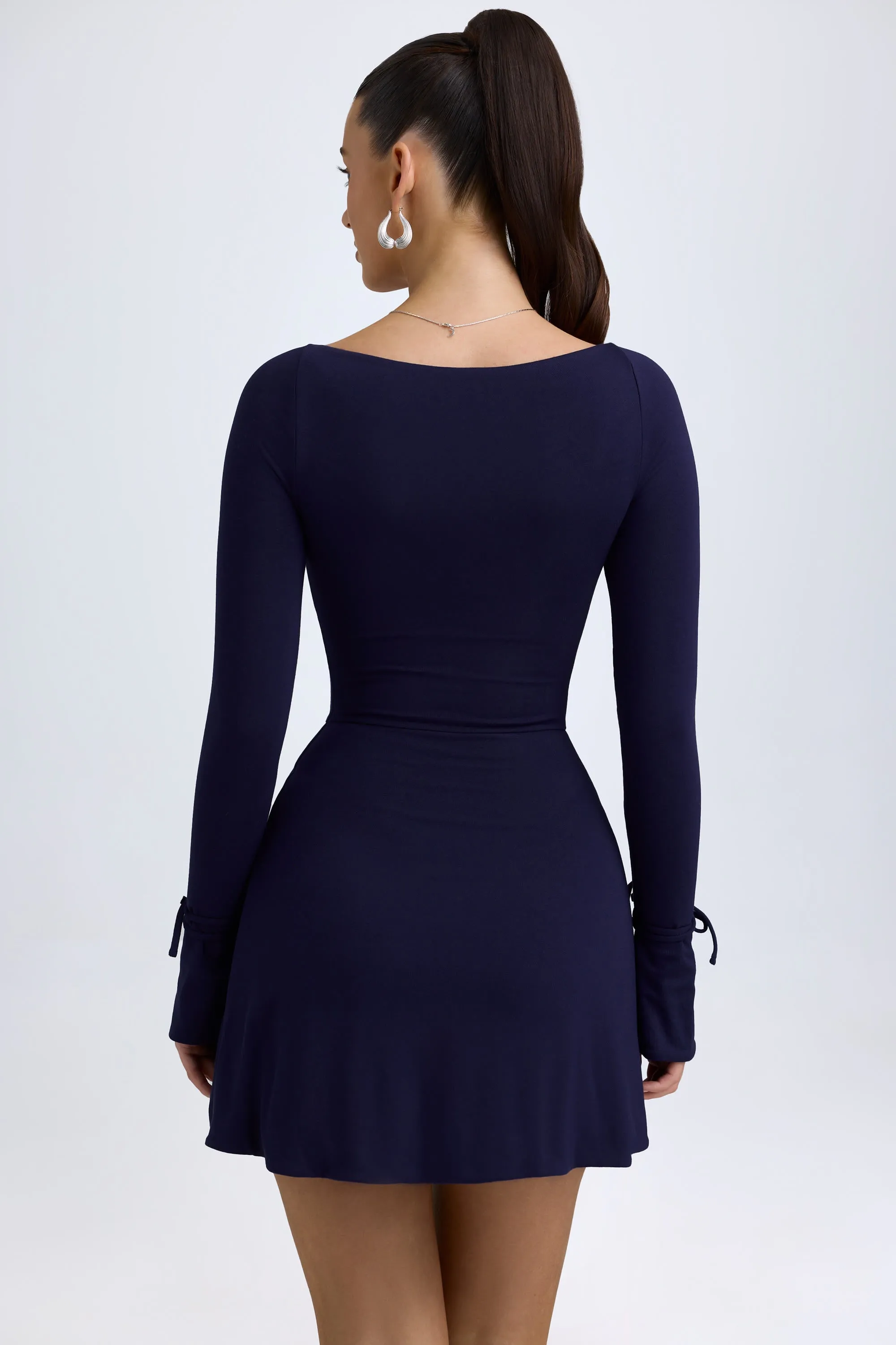 Modal Square-Neck A-Line Mini Dress in True Navy sold by Oh Polly product image thumbnail 2