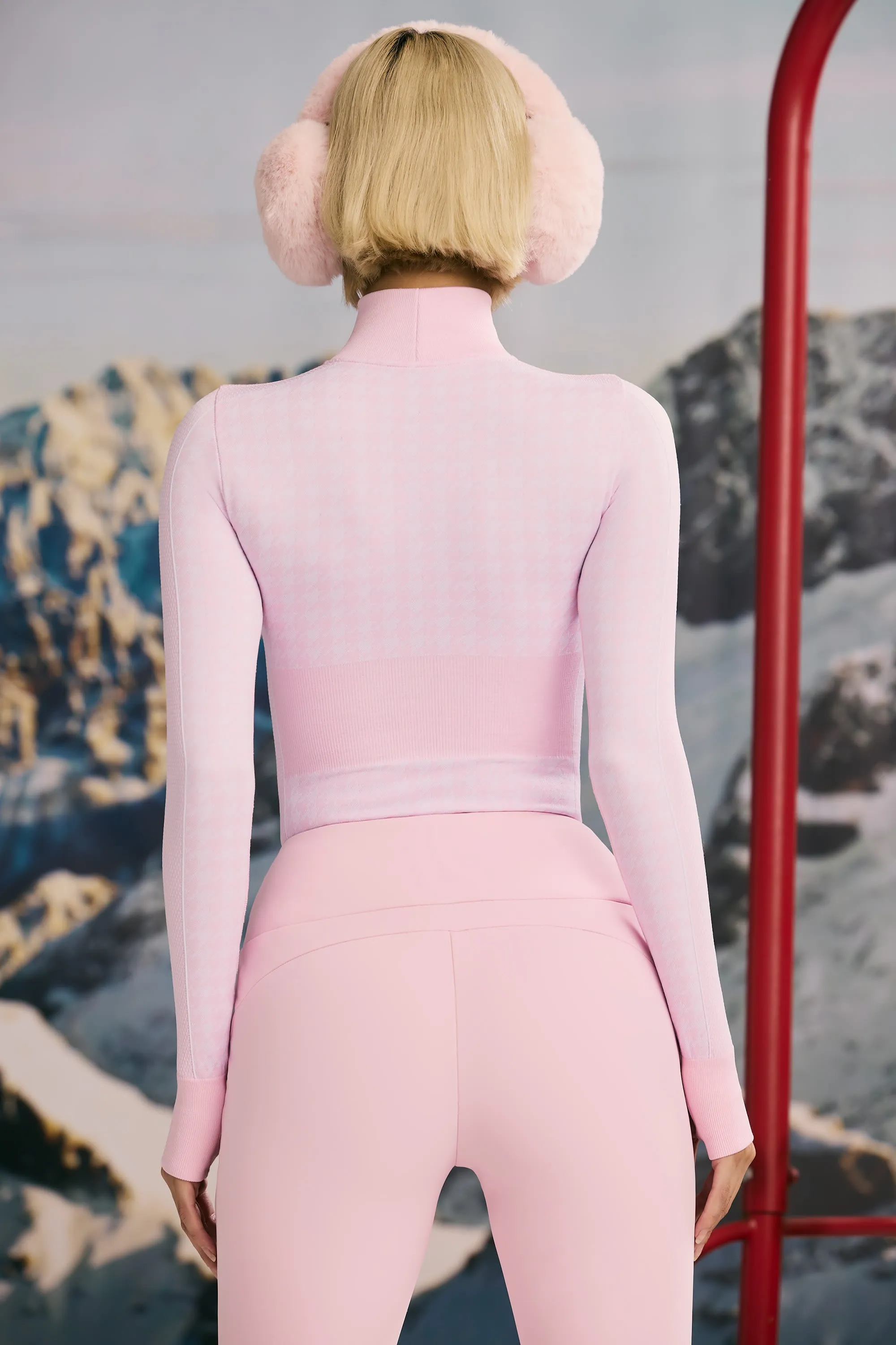 Super Sculpt Seamless Houndstooth Bodysuit in Pastel Pink sold by Oh Polly product image thumbnail 2