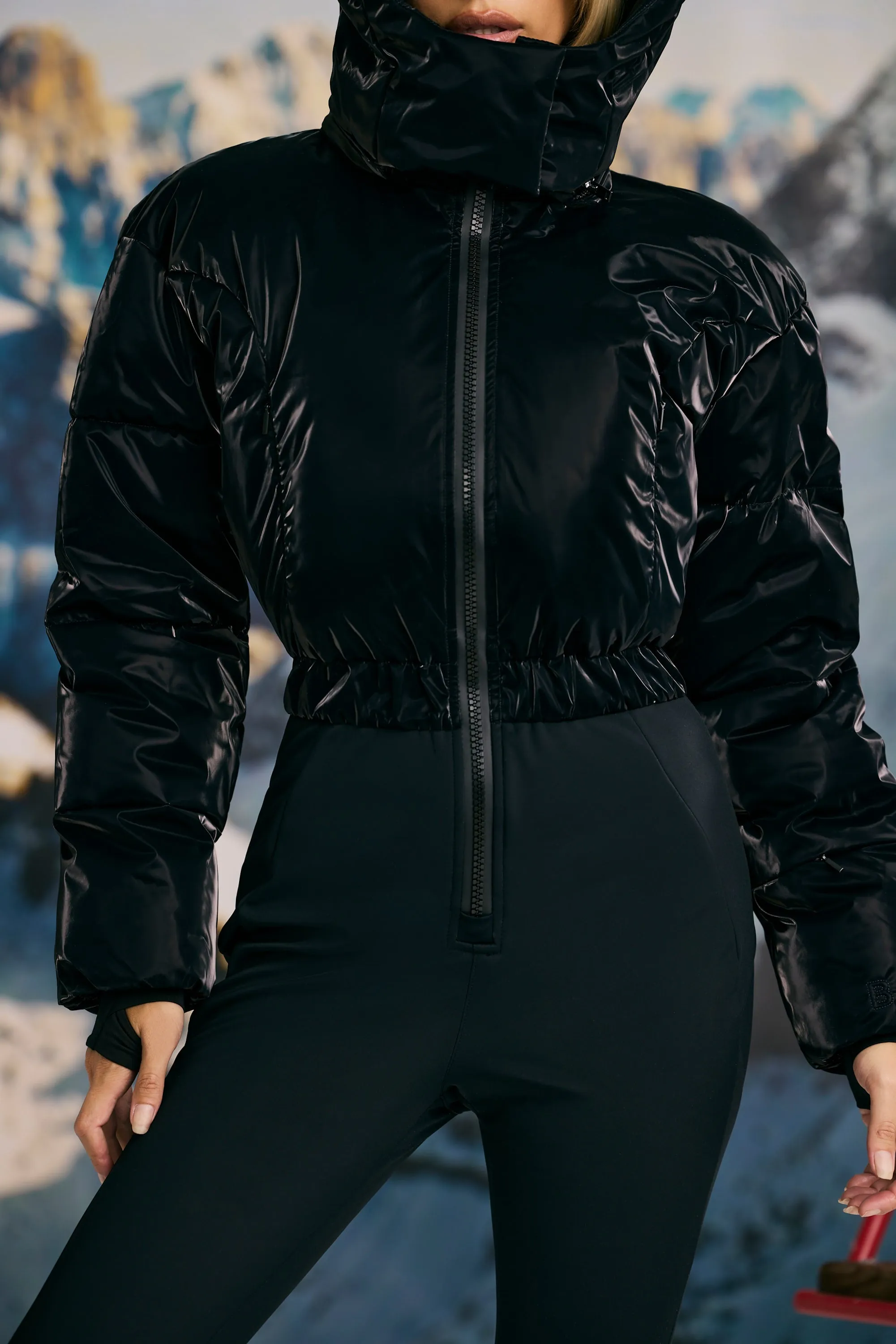Fleece-Lined Hooded Ski Suit in Black sold by Oh Polly product image thumbnail 4