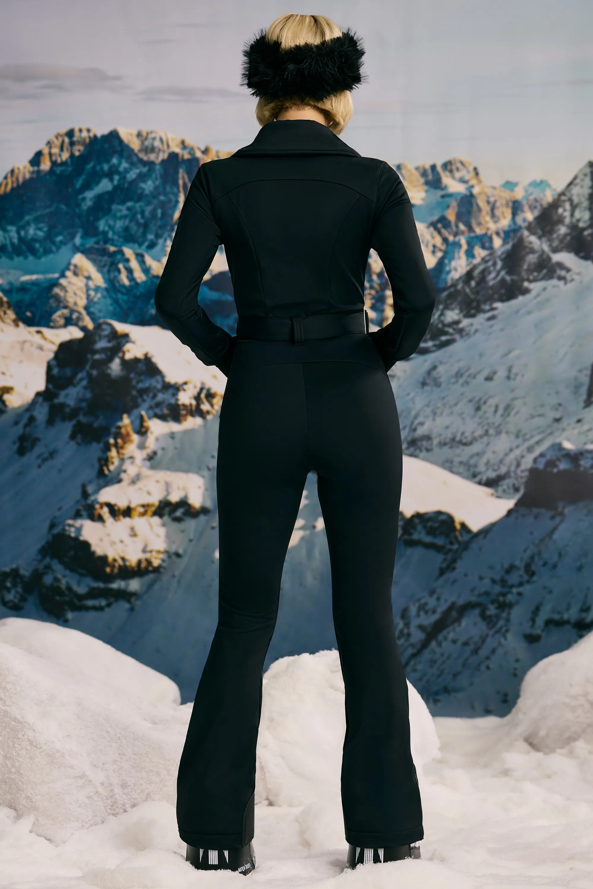 Fleece-Lined Belted Ski Suit in Black sold by Oh Polly product image thumbnail 2