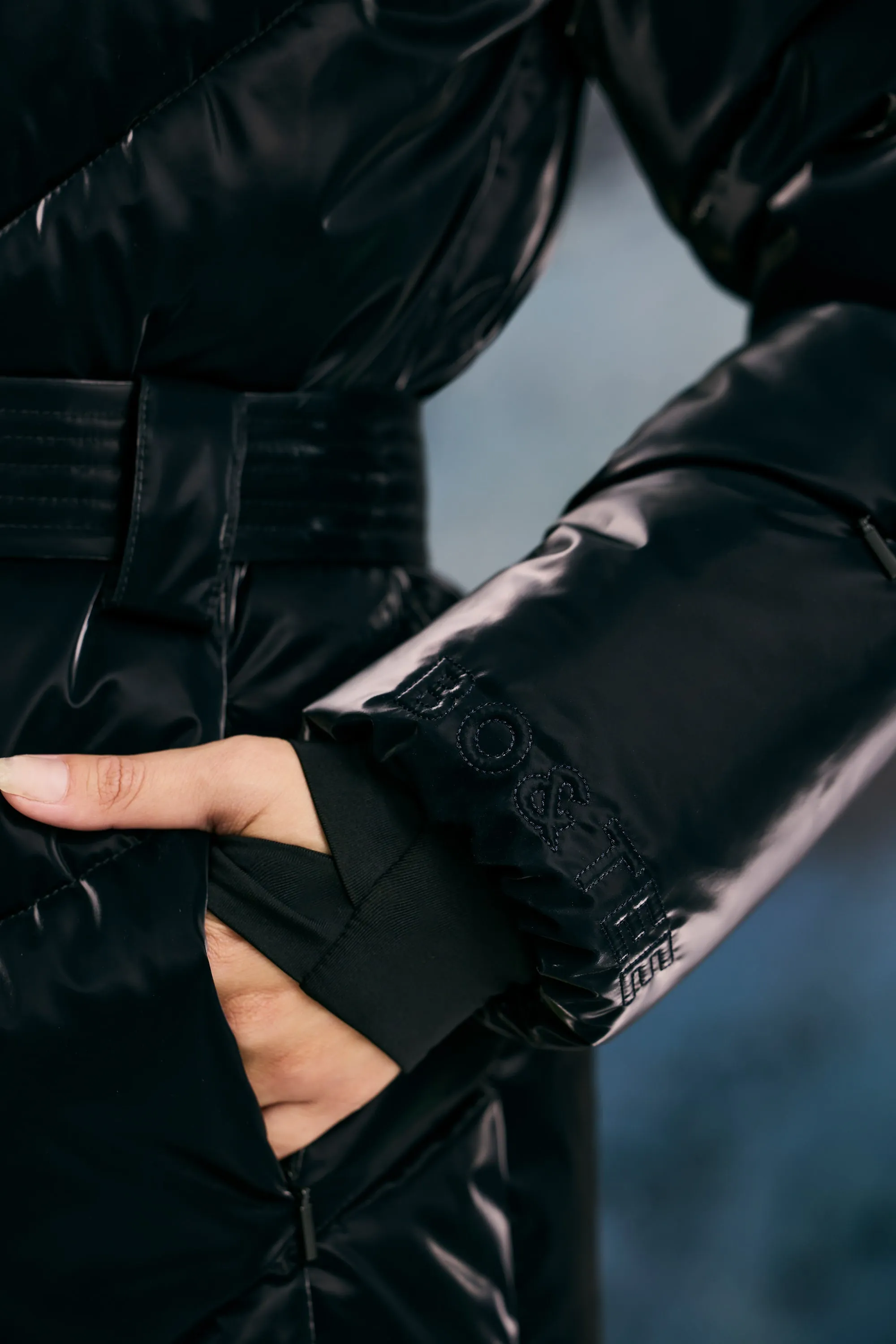 Oversized Quilted Hooded Ski Jacket in Black sold by Oh Polly product image thumbnail 5