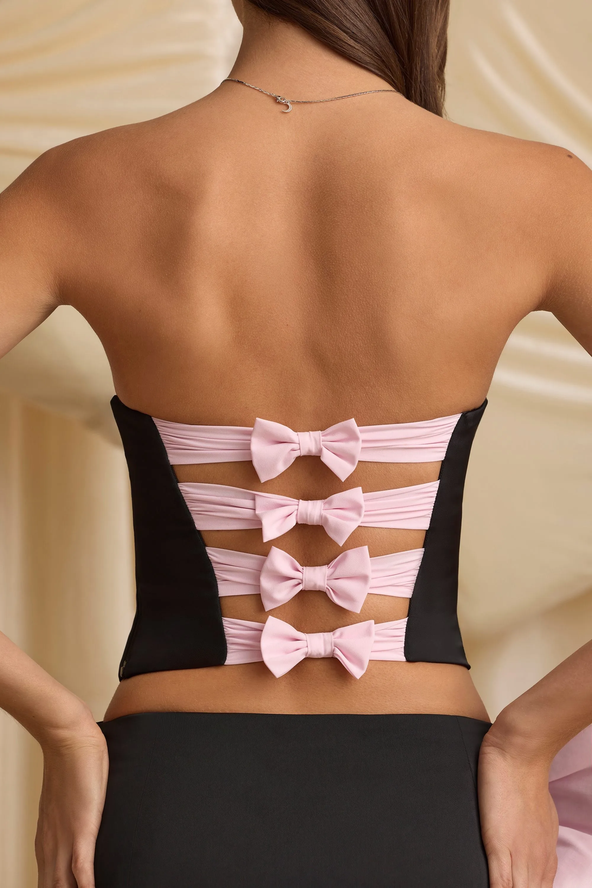 Cut-Out Bow-Detail Corset Top in Black sold by Oh Polly product image thumbnail 4