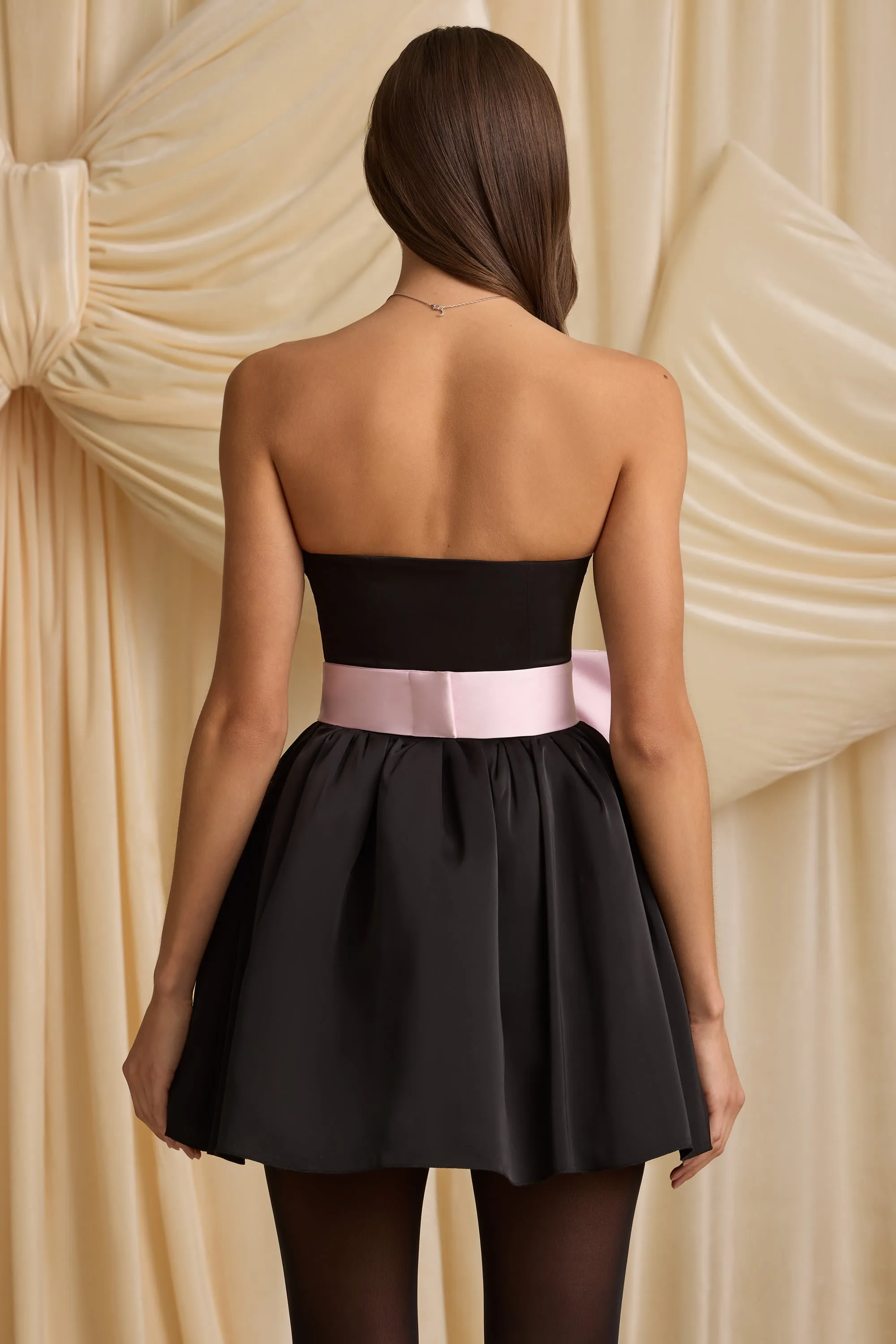 Bow-Detail Corset Mini Dress in Black sold by Oh Polly product image thumbnail 3