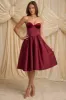 Strapless Corset Midi Dress in Wine Red sold by Oh Polly