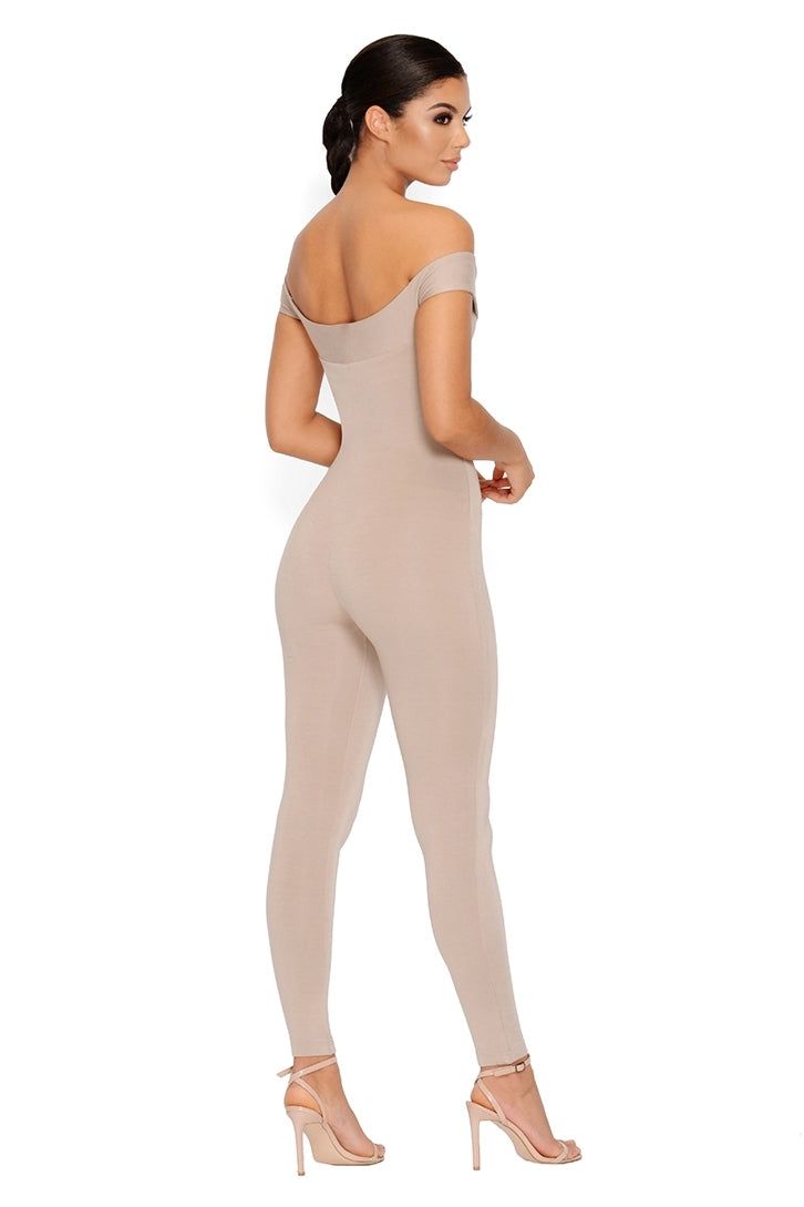 Smooth In For The Kill Off The Shoulder Jumpsuit in Stone sold by Oh Polly product image thumbnail 2