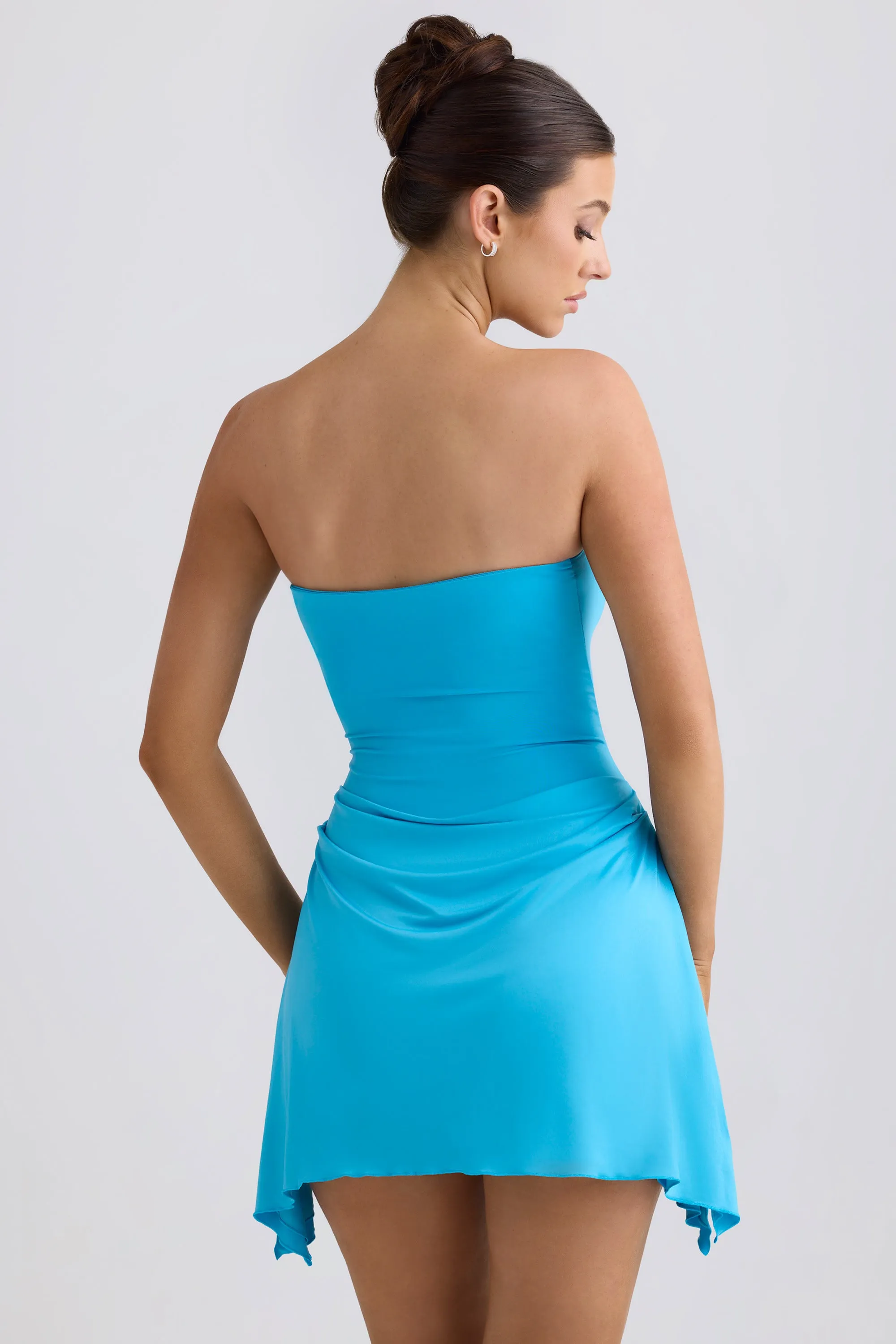 Slinky Jersey Draped A-Line Mini Dress in Aqua Blue sold by Oh Polly product image thumbnail 2