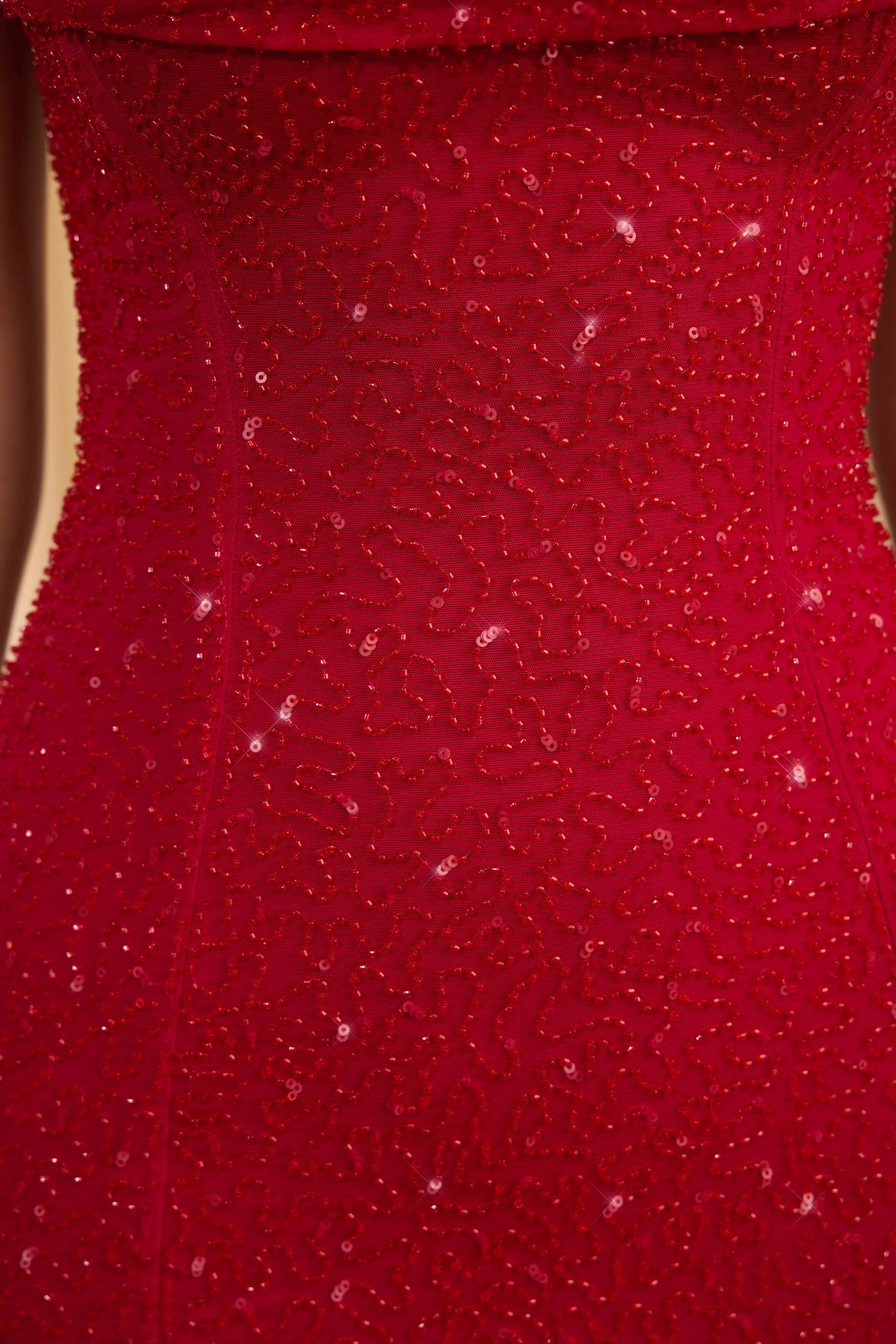Embellished Strapless Cowl-Neck Mini Dress in True Red sold by Oh Polly product image thumbnail 5