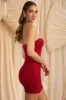 Embellished Strapless Cowl-Neck Mini Dress in True Red sold by Oh Polly