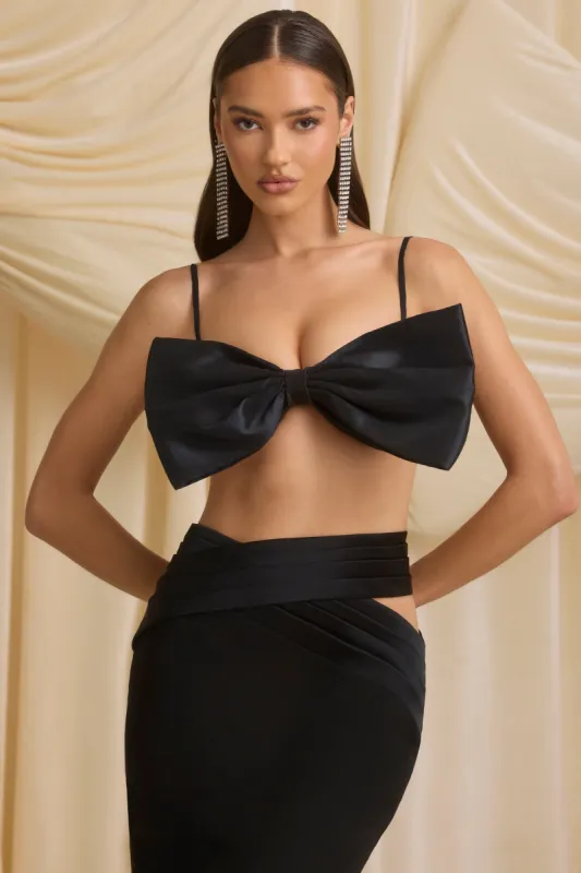 Strapless Bow Crop Top in Black sold by Oh Polly