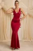 Bow-Detail Draped Open-Back Gown in True Red sold by Oh Polly
