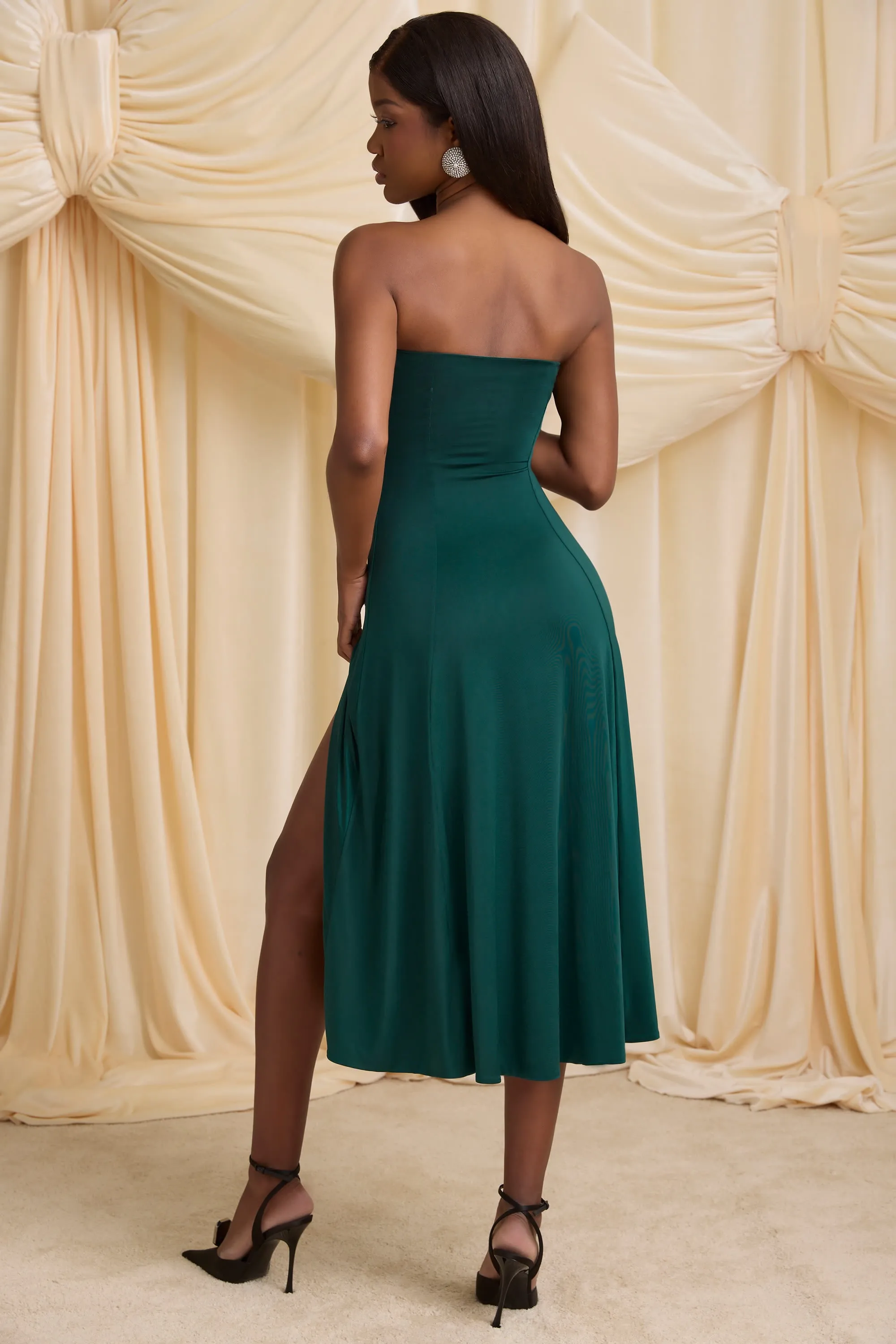 Slinky Jersey Strapless A-Line Midaxi Dress in Emerald Green sold by Oh Polly product image thumbnail 2