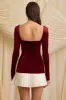 Layered Pleated Corset Mini Dress in Wine Red sold by Oh Polly