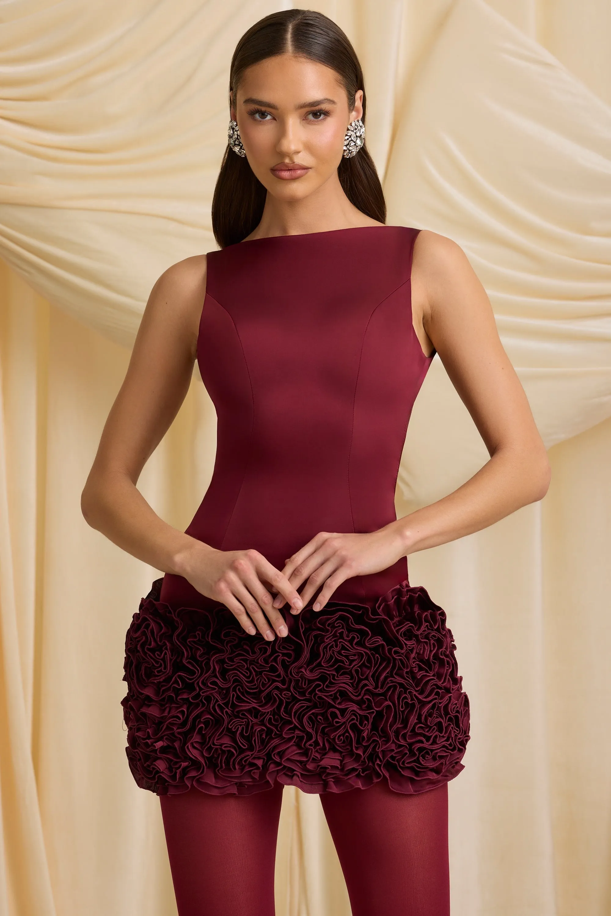 Appliqué Open-Back Mini Dress in Wine Red sold by Oh Polly product image thumbnail 5