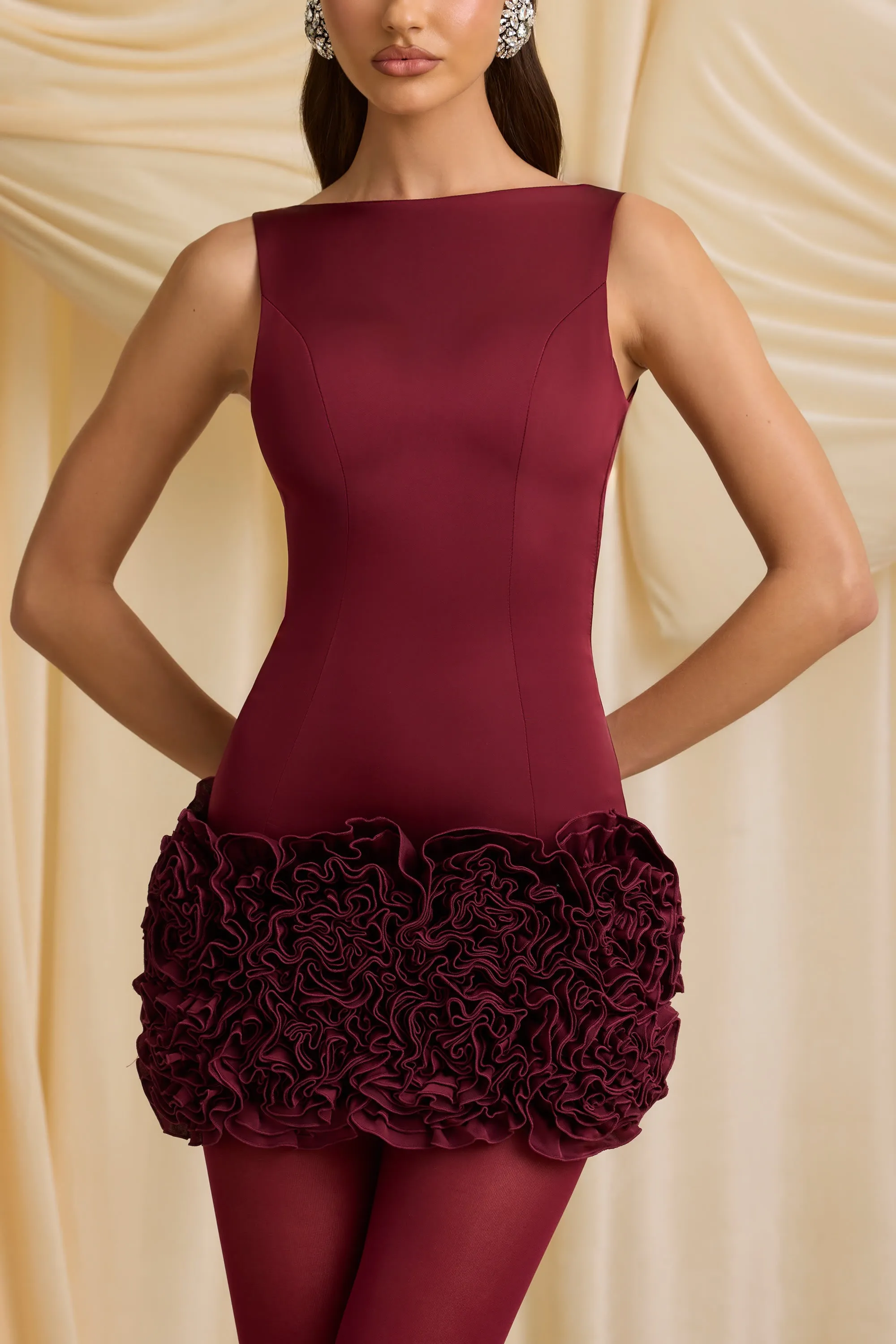 Appliqué Open-Back Mini Dress in Wine Red sold by Oh Polly product image thumbnail 3