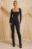 Tall Slinky Jersey Cowl-Neck Jumpsuit in Black sold by Oh Polly