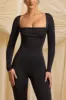 Tall Slinky Jersey Cowl-Neck Jumpsuit in Black sold by Oh Polly