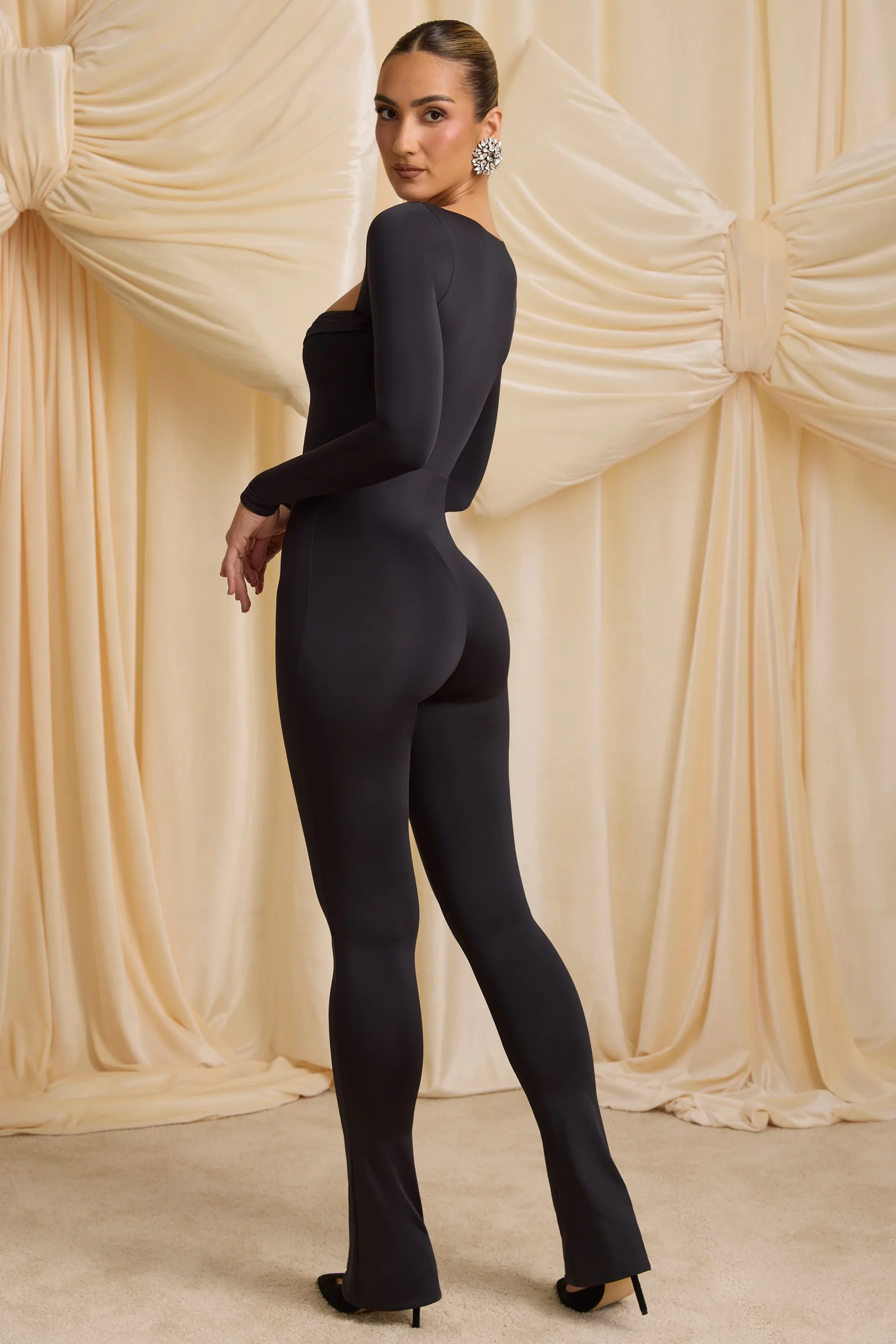 Tall Slinky Jersey Cowl-Neck Jumpsuit in Black sold by Oh Polly product image thumbnail 2