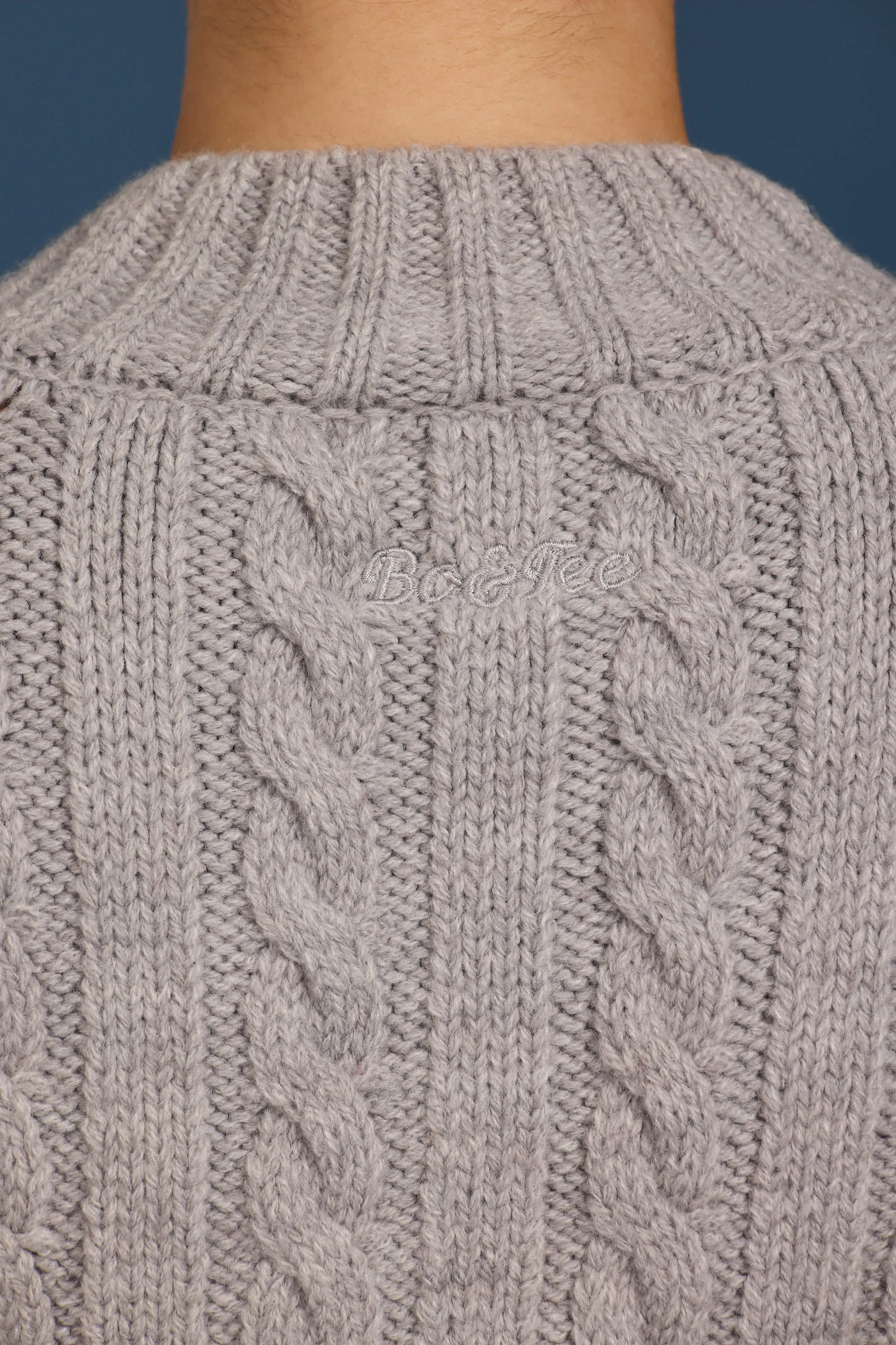 Cable-Knit Cropped Cardigan in Grey Marl sold by Oh Polly product image thumbnail 5