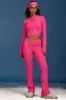 Cable-Knit Flared Trousers in Hot Pink sold by Oh Polly