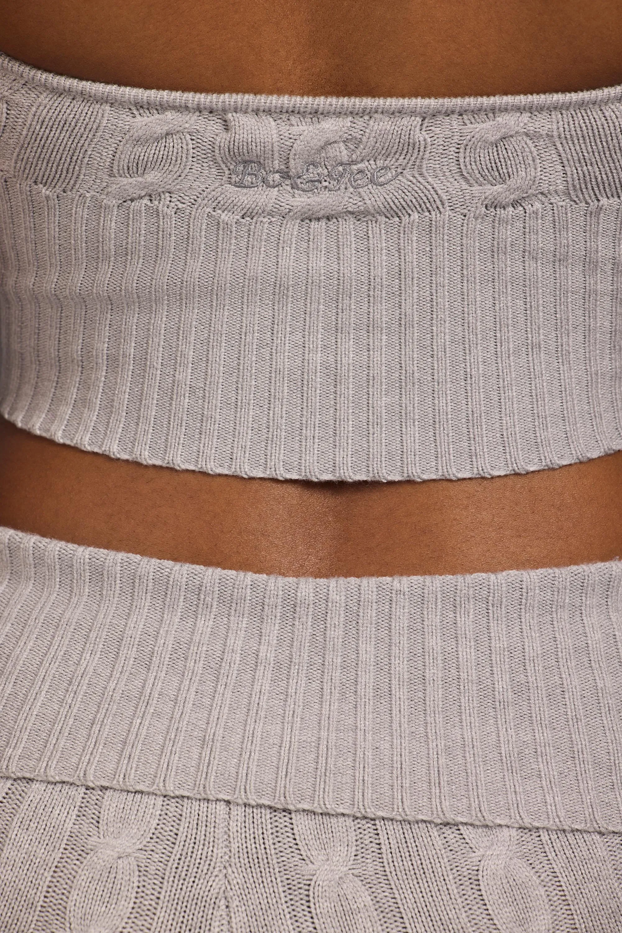 Cable-Knit Halterneck Crop Top in Grey Marl sold by Oh Polly product image thumbnail 5