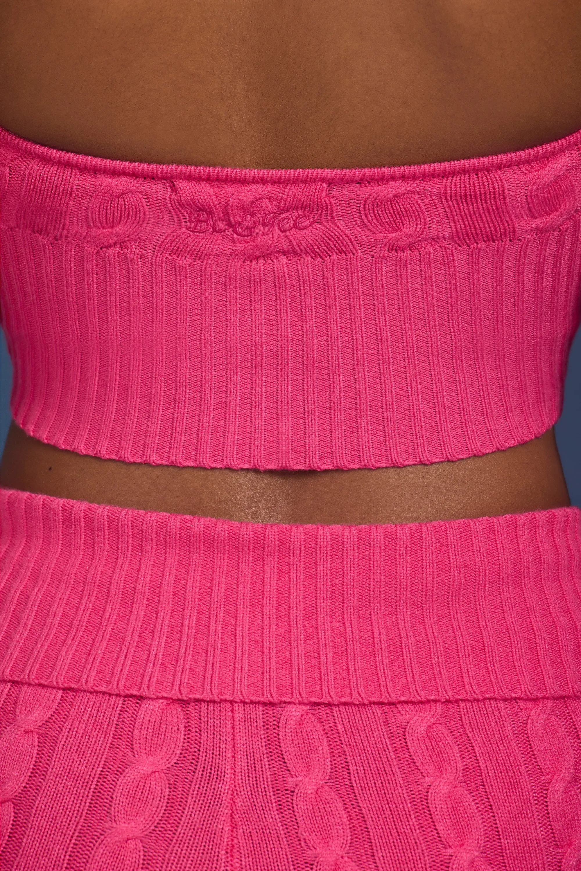 Cable-Knit Halterneck Crop Top in Hot Pink sold by Oh Polly product image thumbnail 5