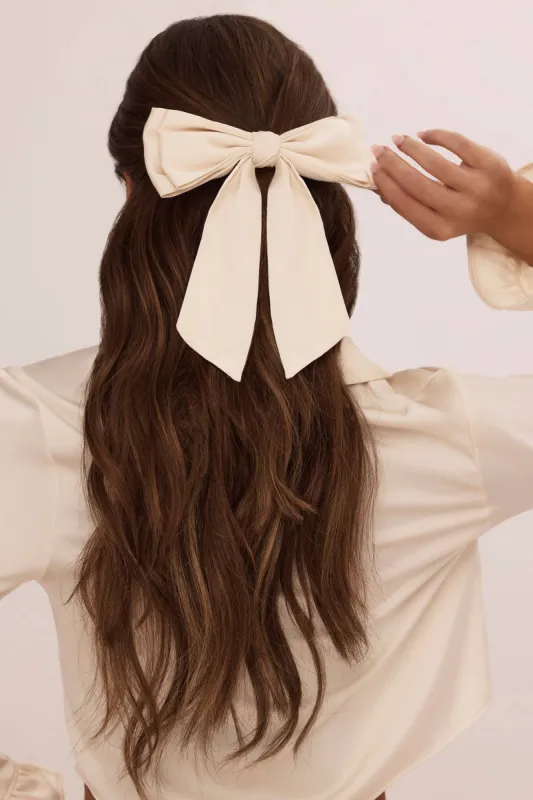 Bow Hair Clip in Ivory sold by Oh Polly