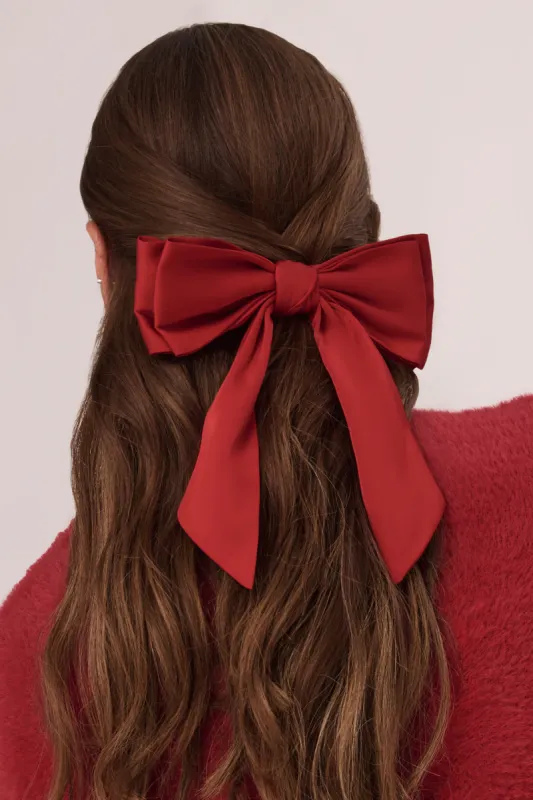 Bow Hair Clip in Ruby Red sold by Oh Polly