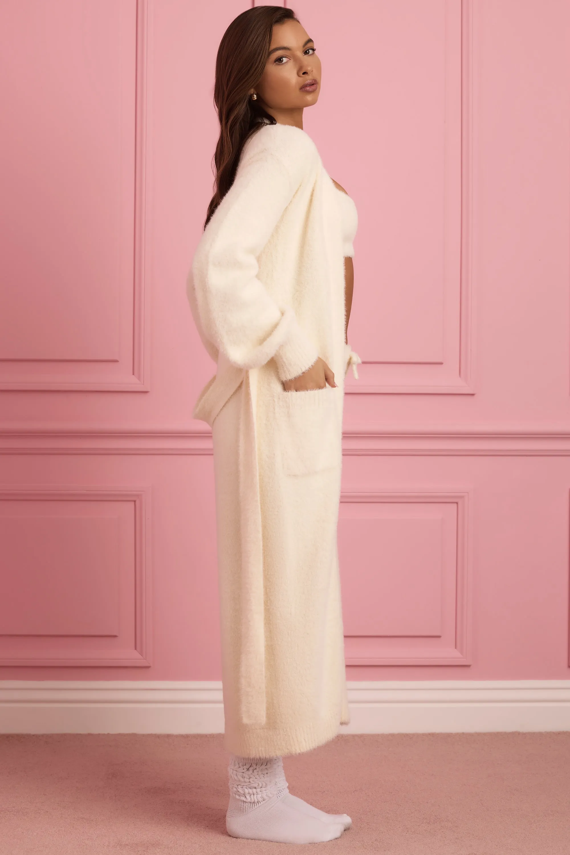 Fluffy Knit Longline Cardigan in Ivory sold by Oh Polly product image thumbnail 3