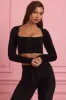 Fluffy Knit Cropped Cardigan in Black sold by Oh Polly