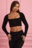 Fluffy Knit Cropped Cardigan in Black sold by Oh Polly